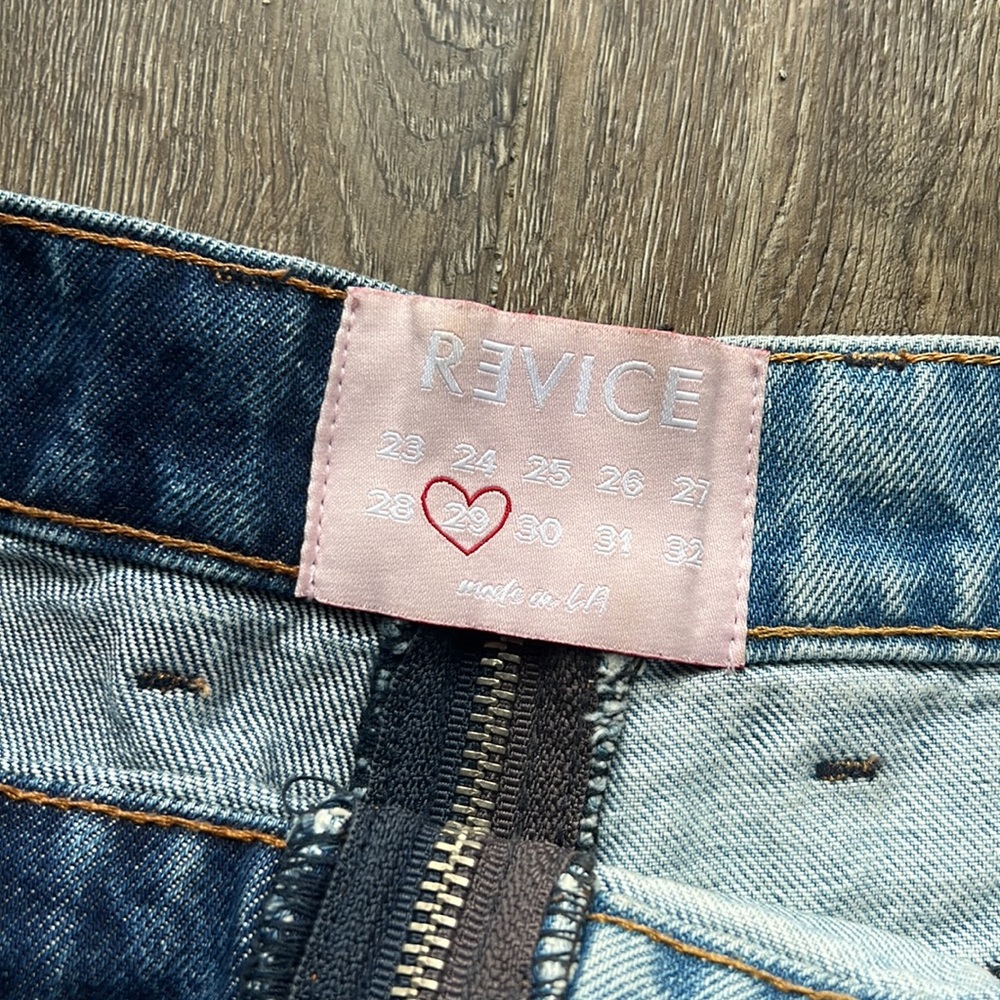 Revice Yin Yang Zip Color-Block Denim Shorts - image 2